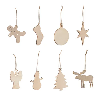 

10pc Merry Christmas Wooden Hanging Ornaments Star Xmas Tree Elk Snowman Christmas Decorations Home Party Happy New Year Navidad