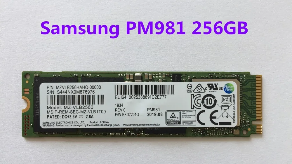 SAMSUNG SSD M.2 PM981 256 GB 512 GB твердотельный жесткий диск M2 NVMe PCIe 3,0x4 NVMe 1,3 ноутбук внутренний диско Дуро TLC