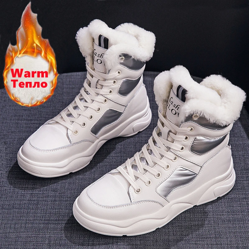 

2022 зимние кожаные высокие шерстяные спортивные и удобные зимние сапоги с бархатной подкладкой женские сапоги из хлопка водонепроницаемая нескользящая обувь