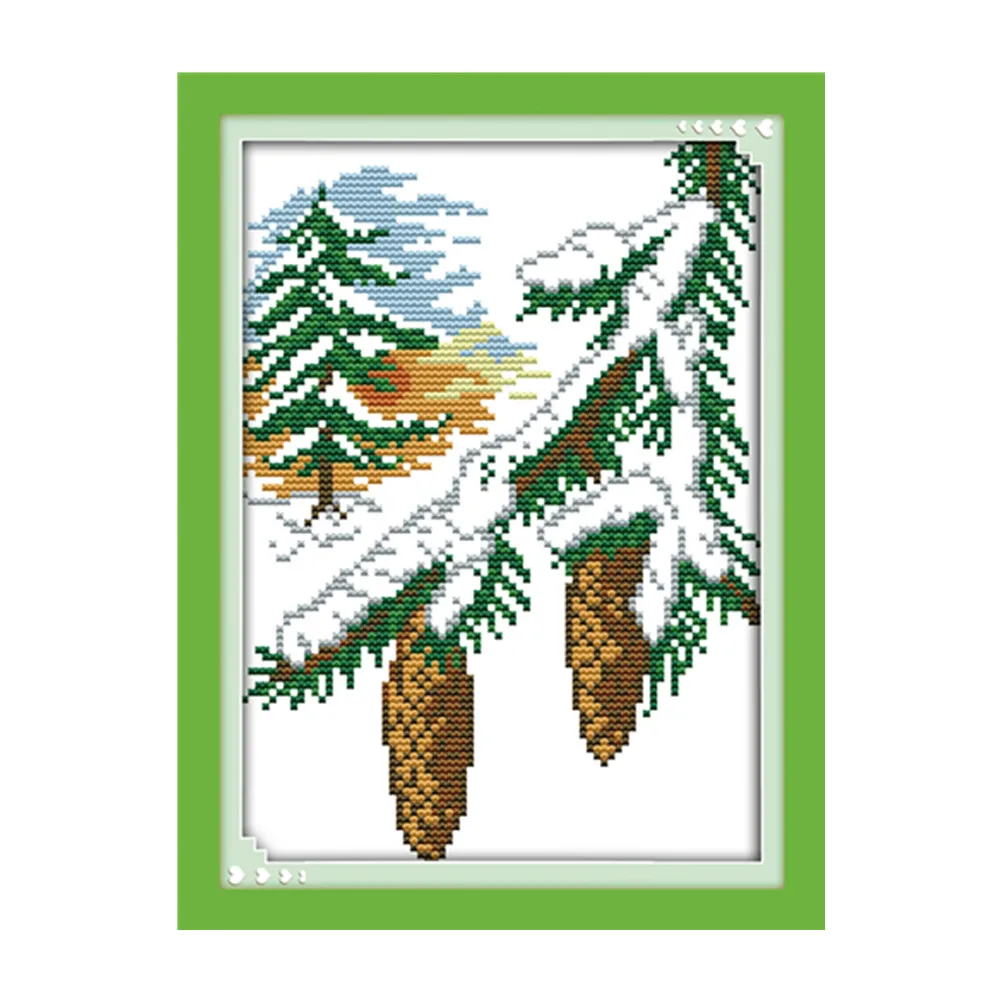 Stamped Cross Stitch Kits Pre-Printed Colorful Tree Embroidery Needlework
