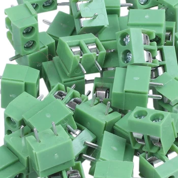 

New 50 Pieces 2 Pin 5 mm Pinch PCB Mount Screw Terminal Block Connector 300V 10A (Green)