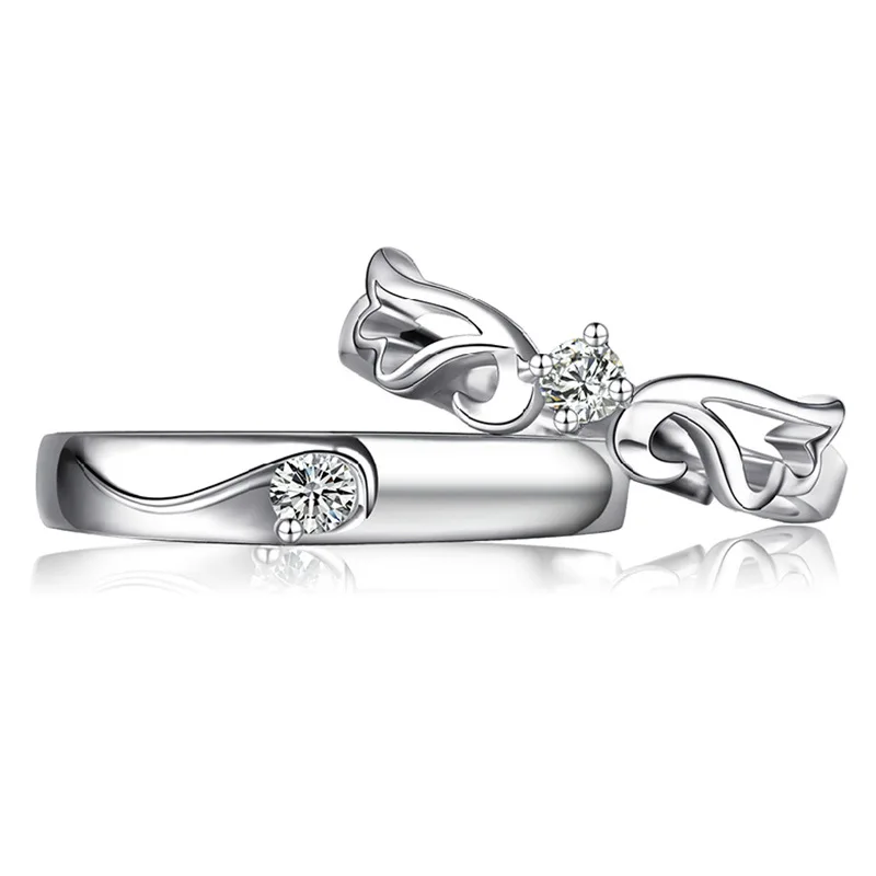 Angel's Love Wings Ring Silver Plated Korean Couple Rings For Women Men Jewelry Classic Wedding Set Jewellery Anel Anillos | Украшения
