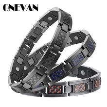 Модный синий браслет из углеродного волокна, Мужская Ручная цепочка, энергетический германий, магнитный браслет, мужские браслеты из нержавеющей стали, браслеты