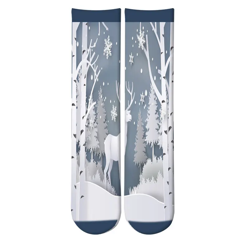Christmas Crew Casual Socks Elk Christmas Candy Santa Claus Snowman Christmas Tree Winter Socks David's Deer Cotton Cute Sock