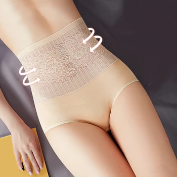 

ZJX Sexy Women's Control Panties Seamless High Waist Slimming Girls Briefs Body Shaperwear Soft Sexy Lace Ladies Underwear