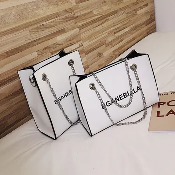 

Fashion Women Bags Shoulder Crossbody Hand Long Chain Letter Printed Club Bucket Bag Girls Teenagers Handbag Female Luxury Tote