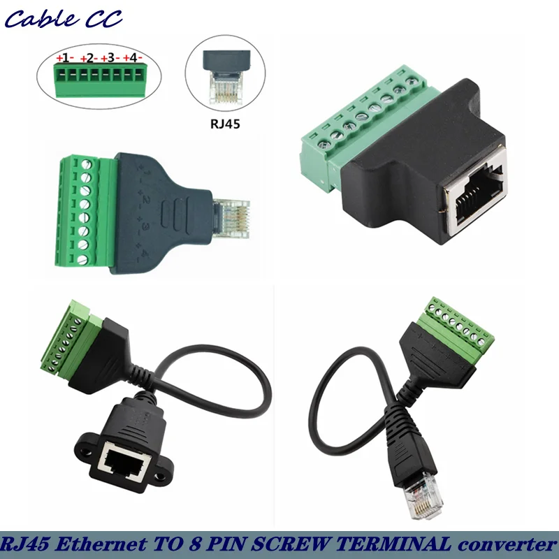 Good Quality Rj45 Male And Female To 8pin Screw Terminal Converter Rj45 Socket