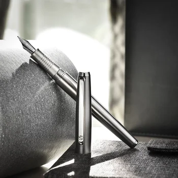 

Hongdian Full Steel Fountain Pen EF / F Bent Nib Srew Cap 0.5mm/0.4mm Nib Fountain-Pen Pens School Office Practice Supplies Gift