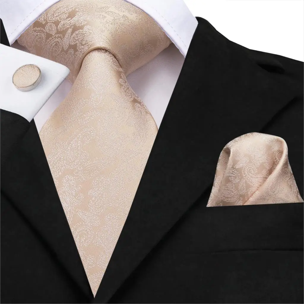 SN-3229 мужской шелковый галстук Карманный квадратный набор Кремового Цвета Пейсли Цветочные Галстуки свадебные вечерние галстуки в деловом стиле - Цвет: SN-3157