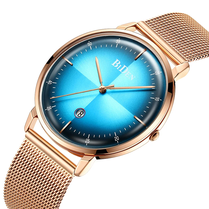 

Men's Watch Top Luxury Brand BIDEN Mens Fashion Business Quartz Watches Blue Full Steel Waterproof Wristwatch Relogio Masculino