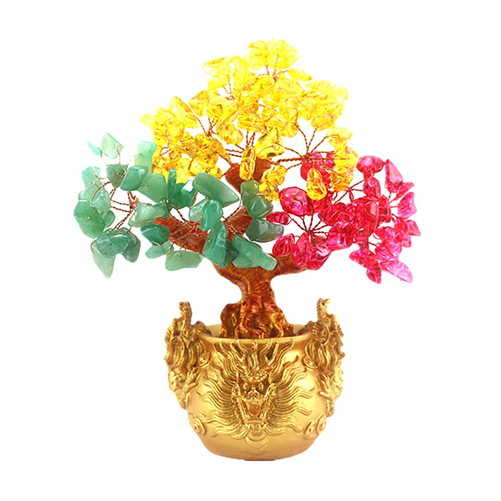 Crystal Lucky Money Tree Feng Shui for Wealth and Luck Home Decor Gift 7inch