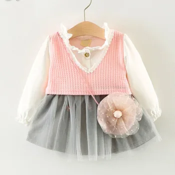 

Infant Baby For Girls Long Sleeve Dress Long Sleeve Princess Dress Bag Gift Baby Clothes