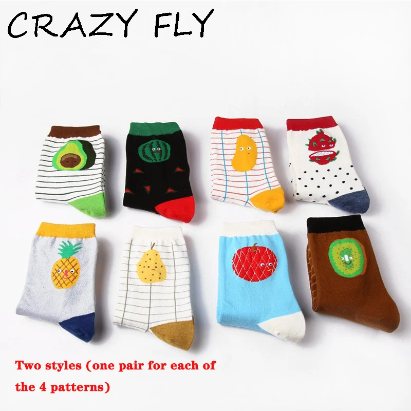 Магазин CRAZY FLY 2020 женские хлопковые носки весенние с фруктами Харадзюку героями