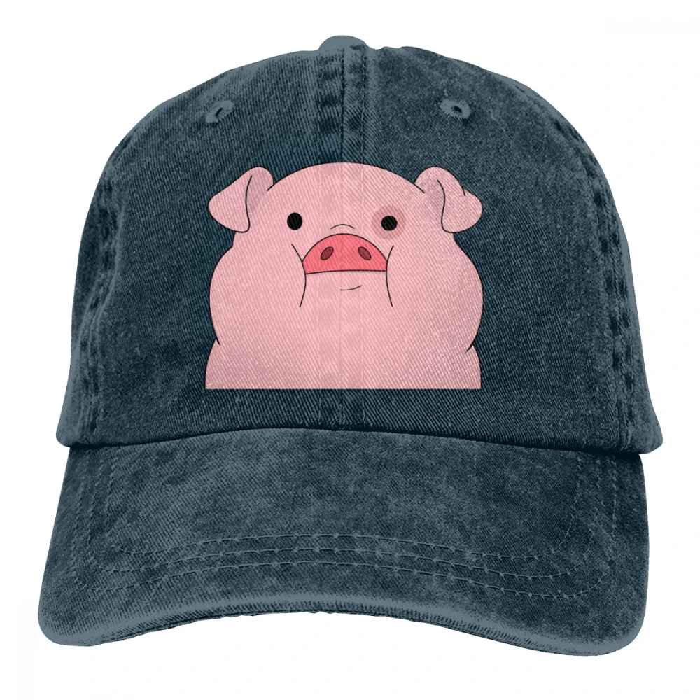 Ленивый милый поросенок Casquette черный унисекс Мужские Женские джинсовые бейсболка с ремешком кепки Регулируемый Гольф папа шляпа