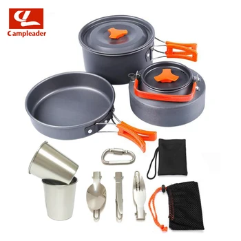 

Outdoor teapot set pot cup combination portable aluminum alloy cookware set camping pot utensils tableware