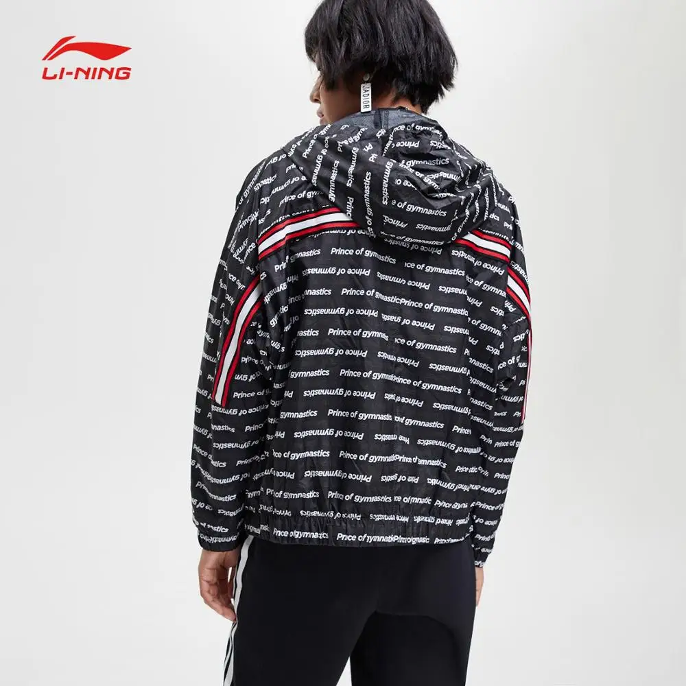 Li-Ning Женская трендовая ветровка, полиэстер, свободная посадка, с буквенным принтом, ветрозащитная подкладка, спортивное пальто AFDP042 CJFM19