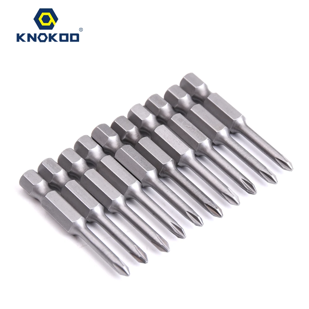 KNOKOO 1/4 Shank Screwdriver Drill Bit 50MM Length Phillips Head HEX6.35 Magnetic Screw Driver Bits 10pcs/lot