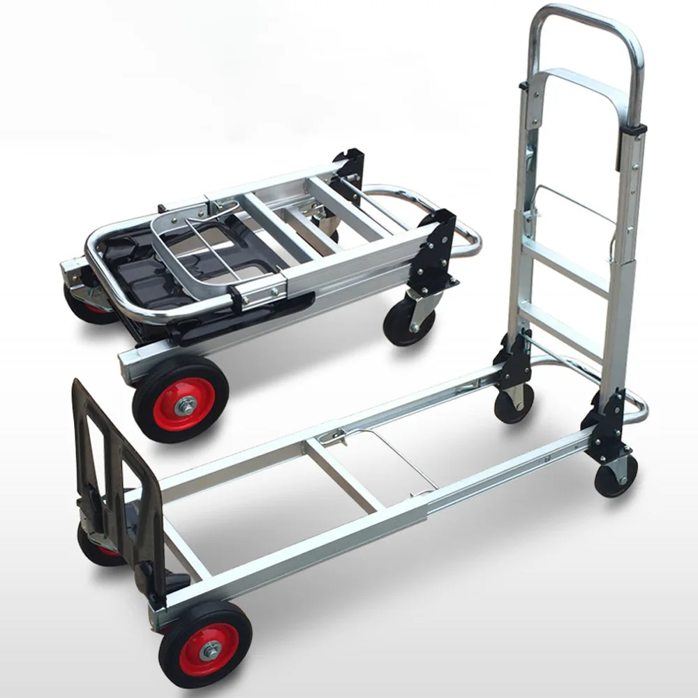 Portable Folding Luggage Cart with 6 Wheels and 2 Free Rope Large Wheels NEW 