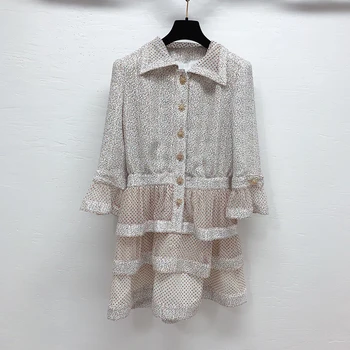 

Fashion Runway Dress Women Long Sleeve Bowknot Elegant Dress Floral-Print Vintage High Waist Ladies Dresses vestido