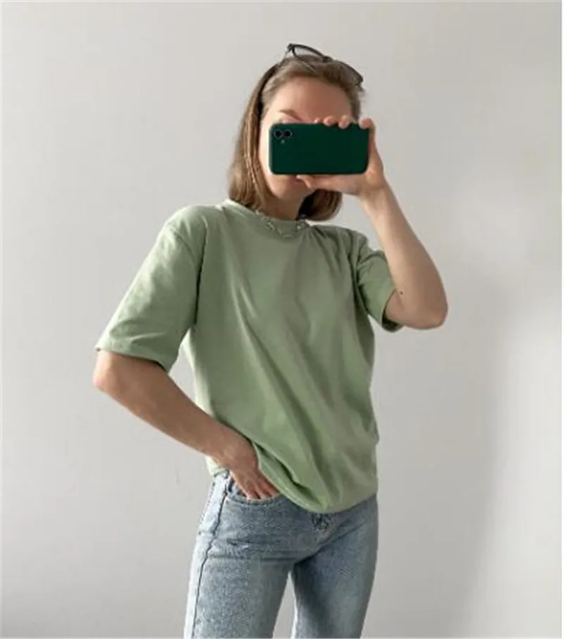 95% Cotton Candy Colors T Shirt Summer Women Loose Solid Tee Shirt Female Short Sleeve Tops Tees Causal O-Neck Basic T-shirt