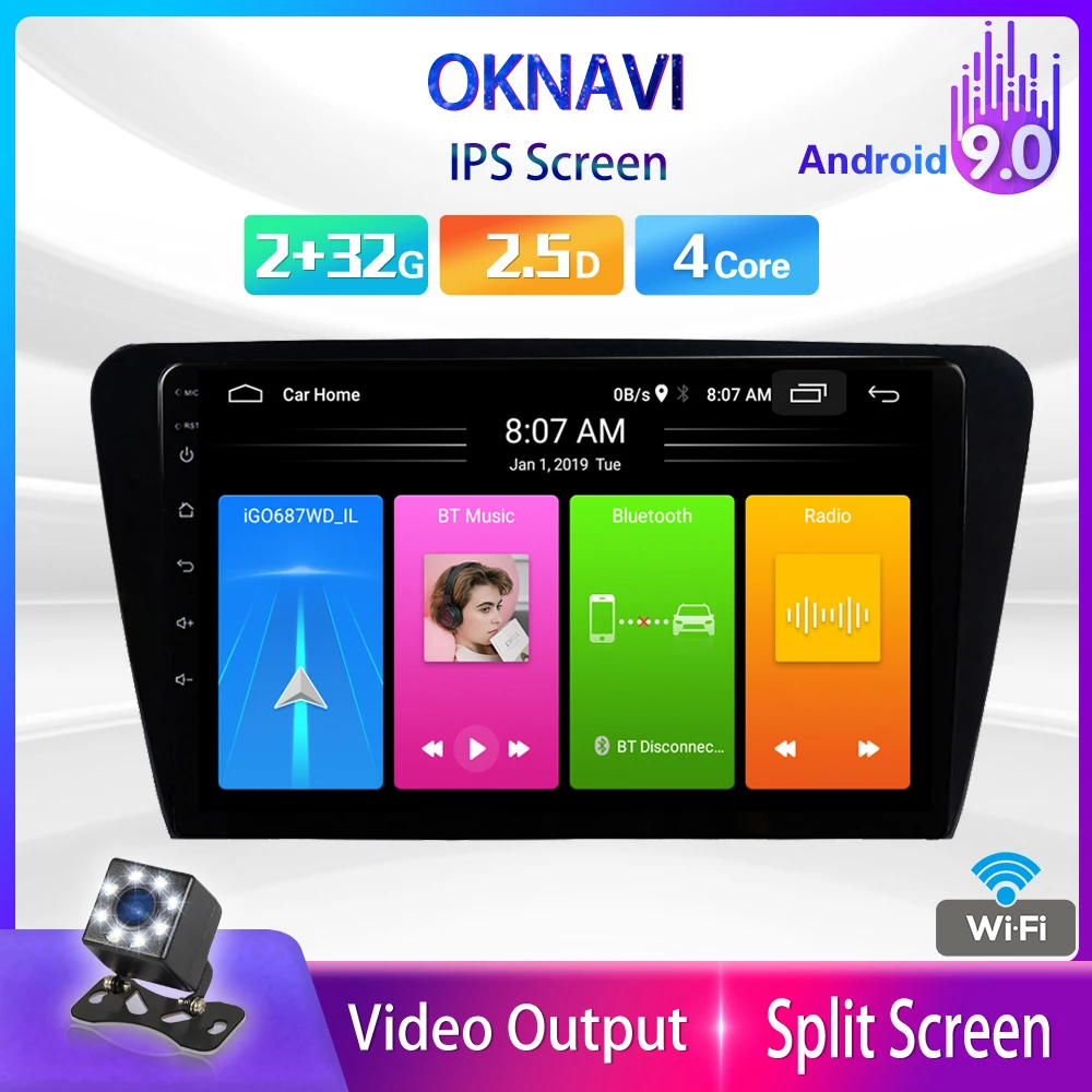 

OKNAVI Android 9.0 2 din DSP Car DVD Radio Multimedia Video Player For Volkswagen VW Skoda Octavia 2014-2018 Navigation GPS WIFI