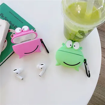 

cute cartoon pink mint frog PVC material earphone cover for apple airpods pro charging case