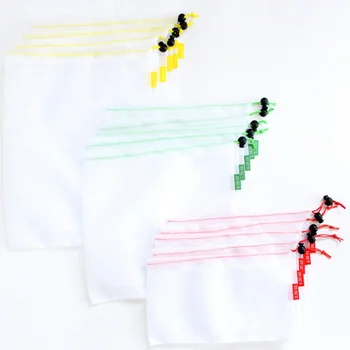 

15PCS Household Portable Mesh Cloth Drawstring Bag Fruit Vegetable Food Storage Bag For Kitchen Organization Tool