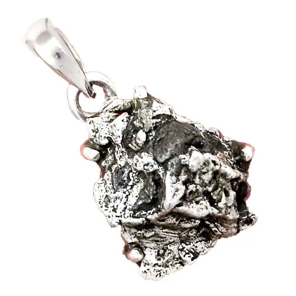 

Genuine METEORITE CAMPO DEL CIELO Pendant 925 Sterling Silver, 24.3 mm, AP6758