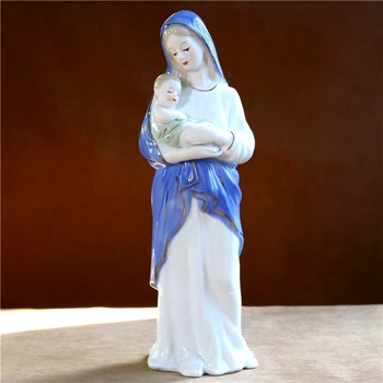 

Handmade Ceramics Bust Virgin Mary Sculpture Porcelain Jesus Christ Statue Bible God Decor Art and Craft Ornament Accessories