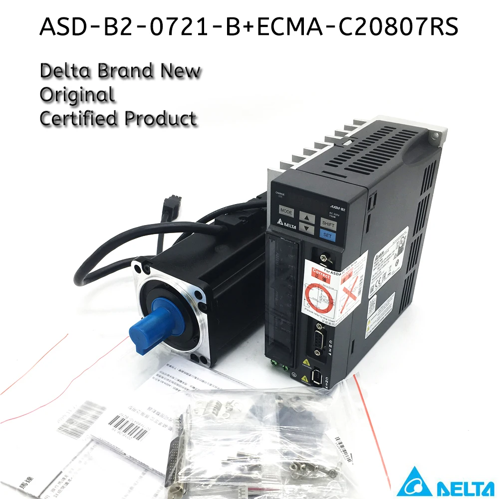 Delta 750W AC Servo Motor Driver Kit ASD-B2-0721-B ECMA-C20807RS ECMA-C20807SS Brake 0.75KW 2.39NM 3000rpm 80MM &amp 3m Cable |