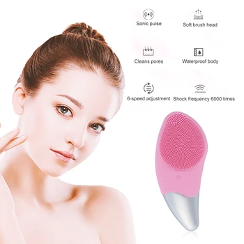 

Electric Facial Cleansing Brush Silicone Sonic Face Deep Cleaner Skin Massager Brush Waterproof with 6 type Vibration frequency