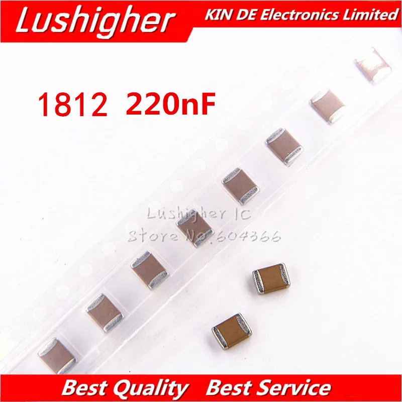 10 шт. 1812 4532 220nf 224K 0 22 мкФ 500V X7R 10% SMD многослойный керамический конденсатор Керамика