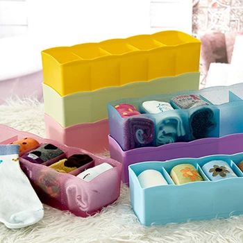 

Lightweight 5 Compartment Slot Plastic Storage Box Jewelry Tool Container Socks Organizing Case Transparent