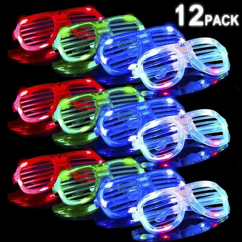 

12pcs Halloween Light-Up Star Heart Square Glasses Eye Mask LED Flashing Blinking Eye Glasses Party Carnival Decoration