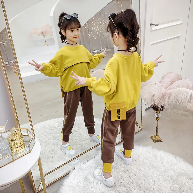 

Girls Online Celebrity Autumn Clothing New Style Set 2019 Western Style Women's Zhejiang Province Children Non-Two-Piece Set Kor