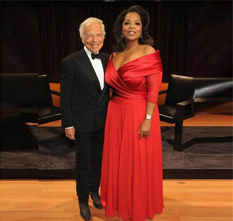 2017 New Red Off The Shoulder Evening Dress Oprah Winfrey Long Chiffon Prom Dress Floor Length Special Occasion Dress Women Formal Wear 124 (1)