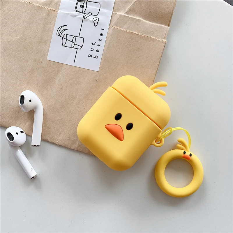 Для AirPods чехол 3D милый мультяшный чехол для наушников s для Apple Airpods 2 забавные аксессуары Защитная крышка с кольцом на палец - Цвет: as pic show