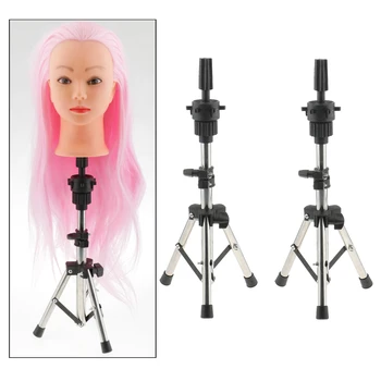 

2 Pack Cosmetology Hairdressing Head Tripod Stand, 29-47cm Adjustable Mannequin Training Head Stand Doll Head Holder (Black)