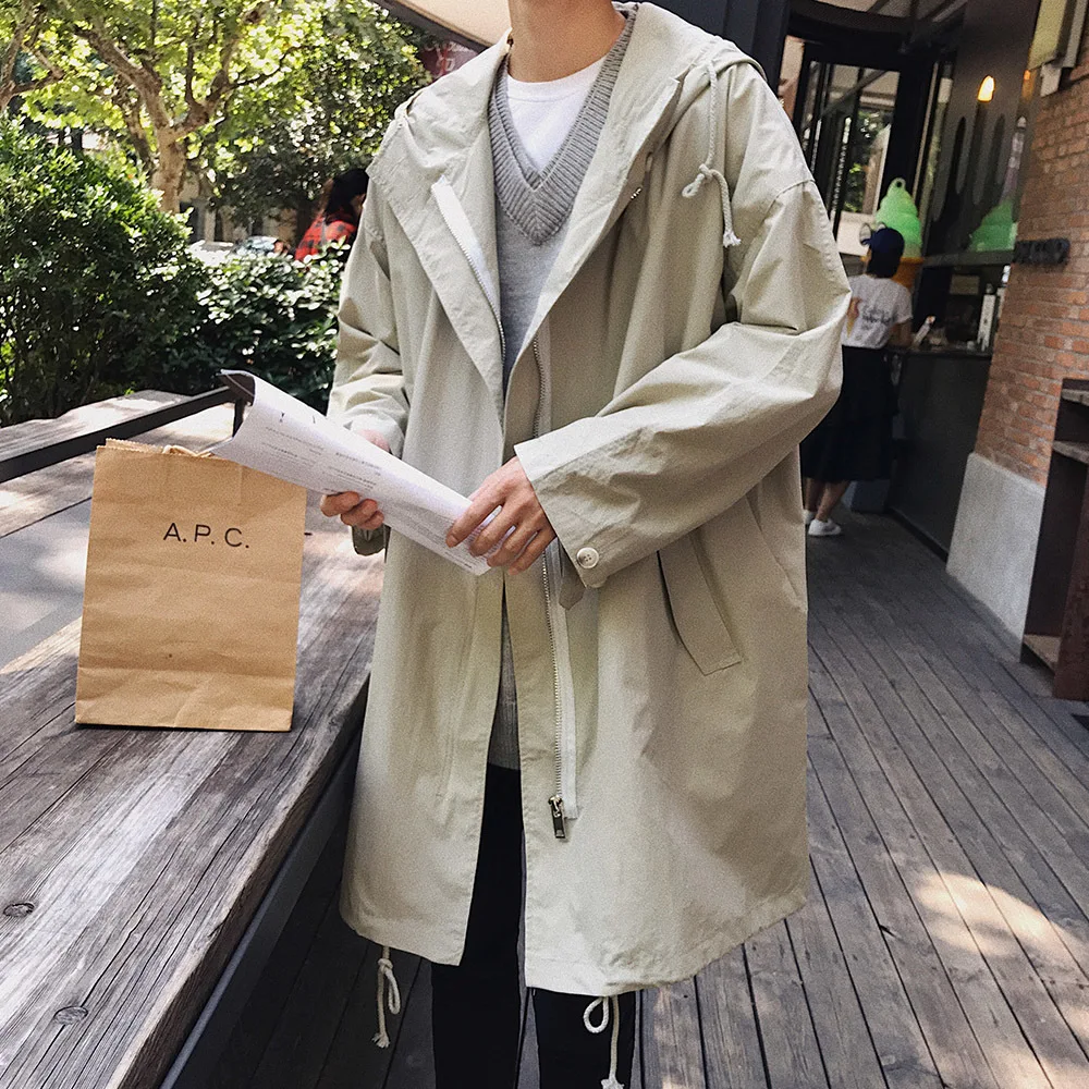 

2020 Autumn England Style High Collar Business Casual Slim Windbreaker For Men Jacket Trench Coat Homme