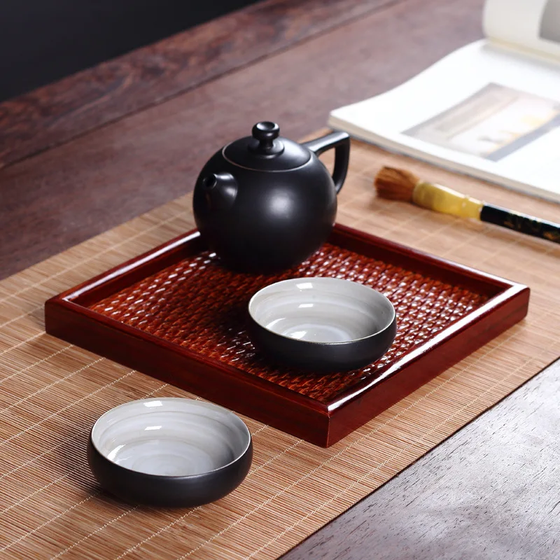 Горшок с двумя чашками дорожный чай черный Zen Японская сухая керамическая лампа