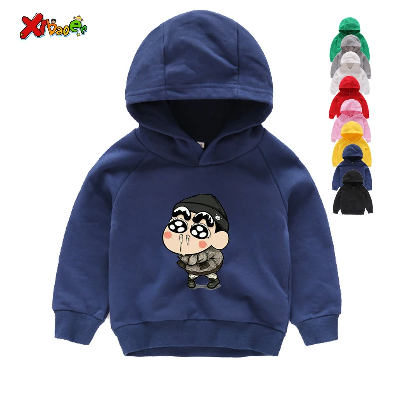 Милые толстовки Crayon Shin Chan; Сезон Зима; забавные толстовки с капюшоном; коллекция года; зимняя одежда с длинными рукавами с героями мультфильмов для мальчиков; толстовки; От 2 до 9 лет - Цвет: Kids Hoodies