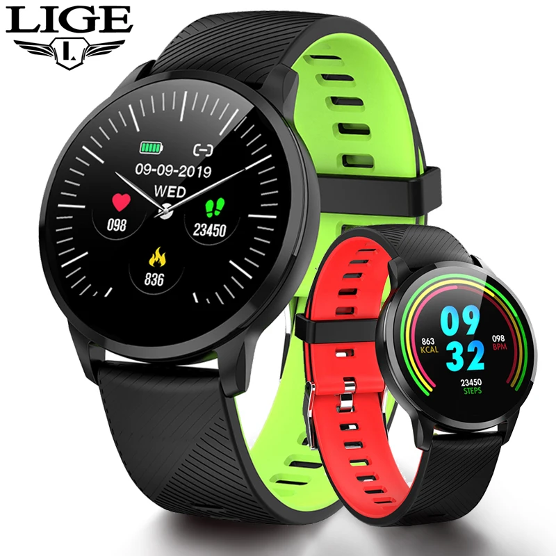 

LIGE 2019 Smart Watch Men OLED Screen Blood Pressure Heart Rate Monitor Fitness Tracker Waterproof Pedometer Smart bracelet+Box