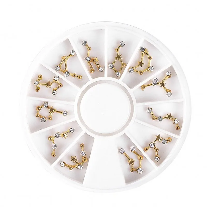 

1 Box Gold Alloy 3D Nail Art Pendant Crystal Rhinestones DIY Decorations Dangle for Nail Accessory Chains Supplies 12pcs