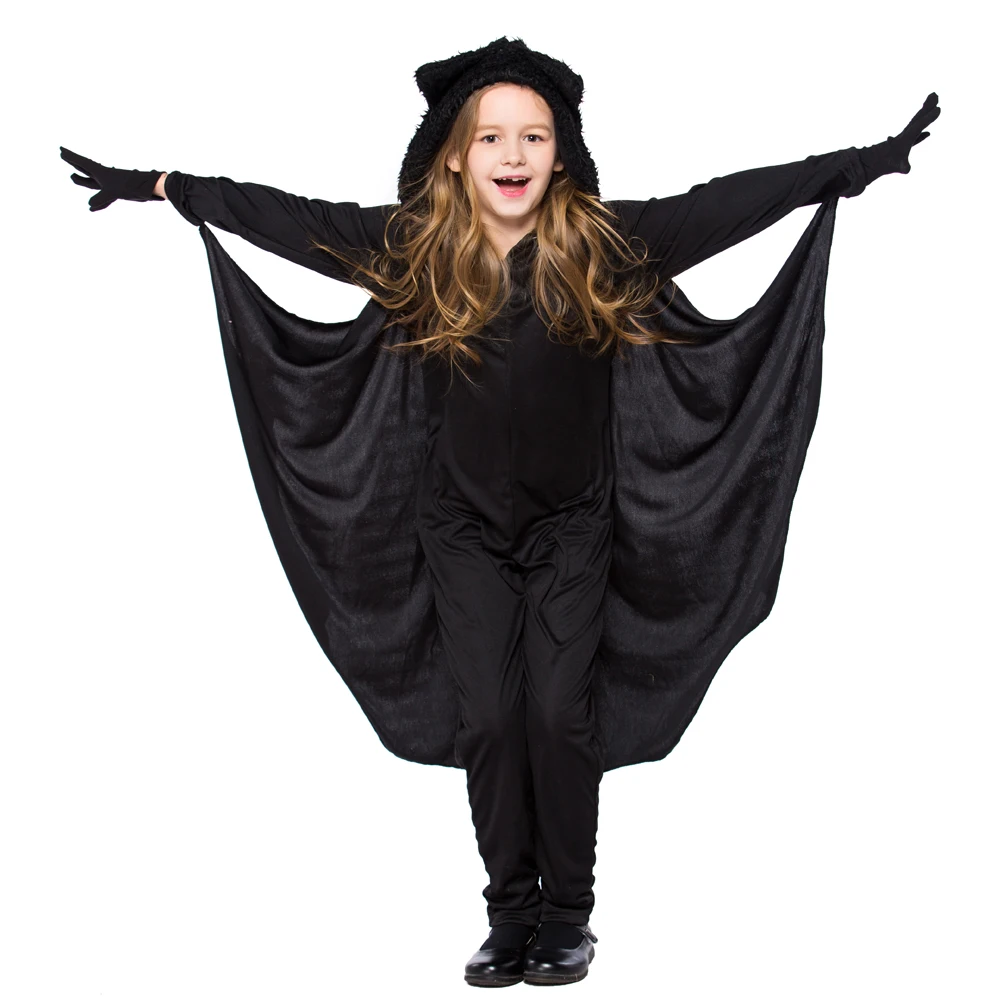 Snailify костюм на Хэллоуин для детей девочек костюм летучей мыши черный комбинезон с капюшоном черный Бэтмен злой вампир Дьявол Косплей животных Косплей