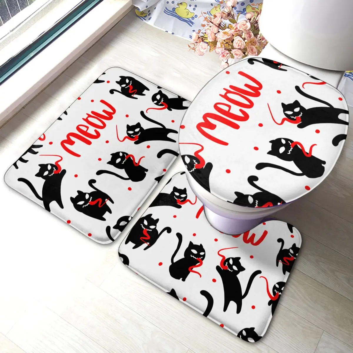 Ужасный Темный коврик для ванной моющийся душа с Веном набор из 3 предметов