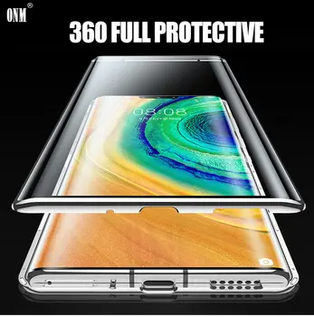 Перейти на Алиэкспресс и купить Чехол для huawei mate 30 Pro, Магнитный чехол с полной защитой 360 ° для huawei mate 30, металлический двойной стеклянный чехол с 5g