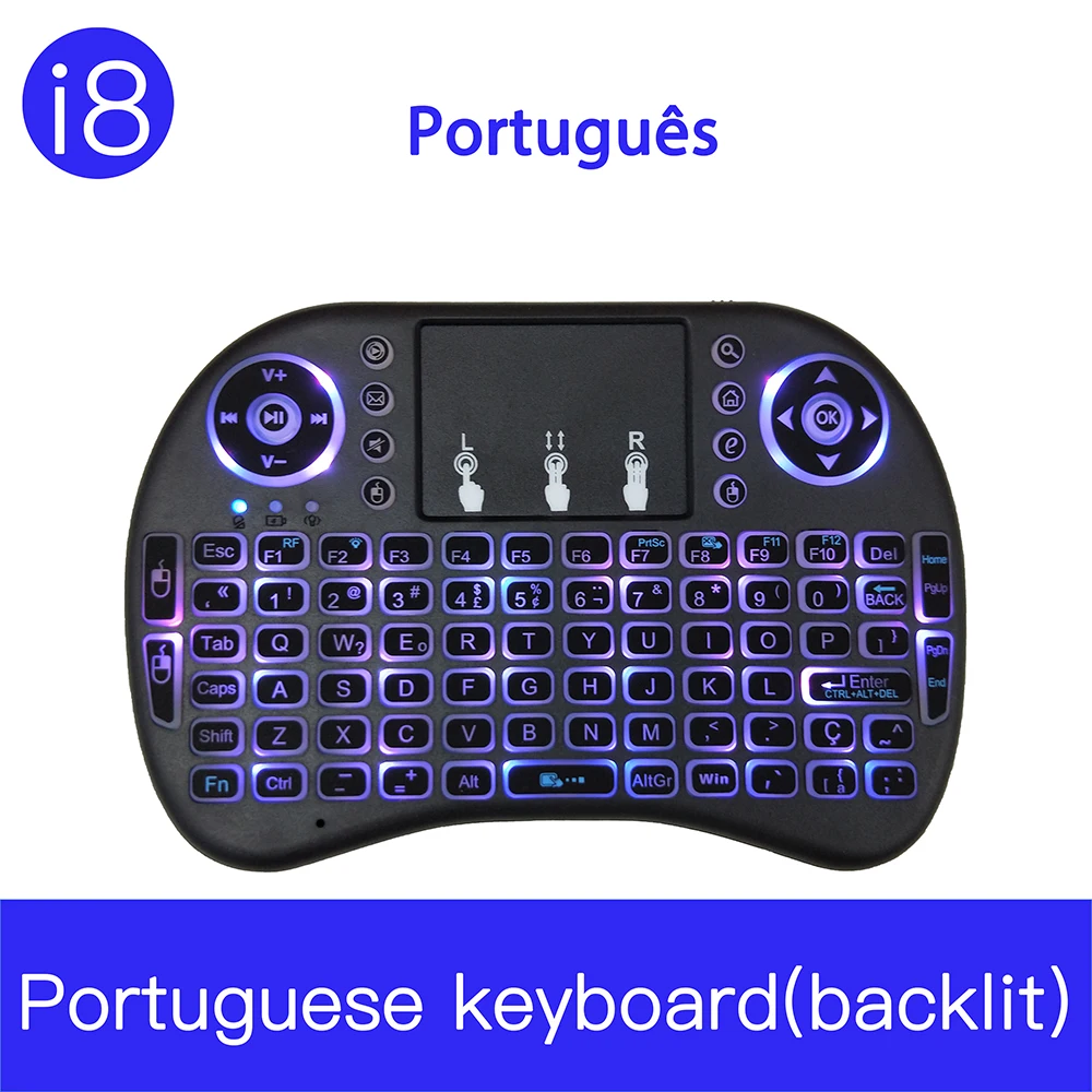 Португальский 2,4 ГГц Беспроводной i8 сенсорная клавиатура Português Fly Air Мышь для iPad для приставки Android Smart ТВ PS3 мини игровая клавиатура