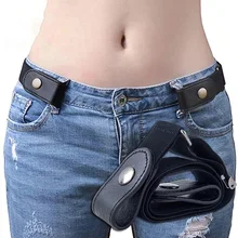 Buckle-Free Belt Dress Ladies Slim Sports Trend Jeans Women's Punk Style Comfortable Elastic New Waist Pants Stretch Elastic