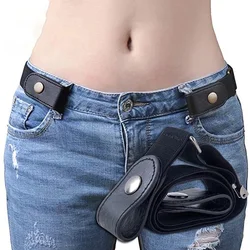Buckle-Free Belt Dress Ladies Slim Sports Trend Jeans Women's Punk Style Comfortable Elastic New Waist Pants Stretch Elastic