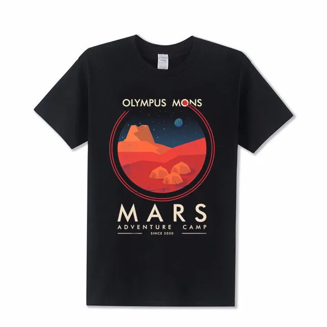 Бесплатная доставка Olympus Mons Occupy Mars Adventure Volcanic Planet Rocks мужские футболки Назад в